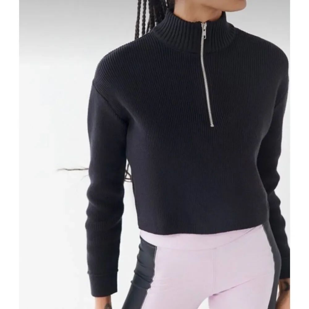 Urban Outfitters black half zip crop sweater
